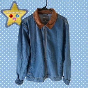 ASOS Oversized Blue Jean Jacket with Brown Collar